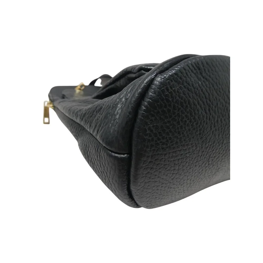 Borse‎ In Pelle Black Pebbled Leather Convertible Purse Backpack Bag